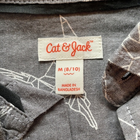 NWT Cat & Jack Grey Dino Button Down - Picture 2 of 8